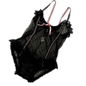 Vintage polka dot mesh bodysuit